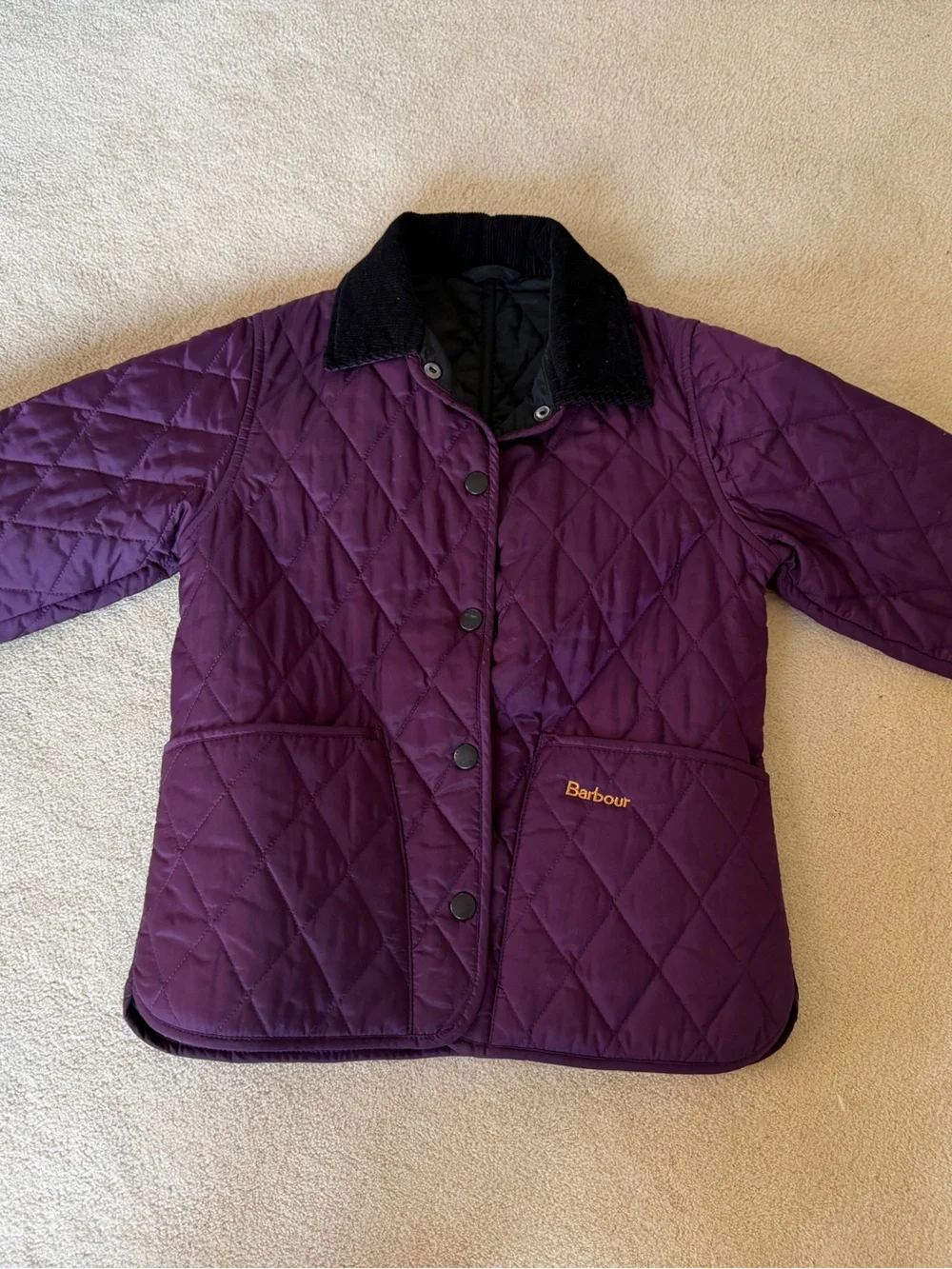 Barbour Quilted Kids Puffer Jacket in Plum - Picture 1 of 5